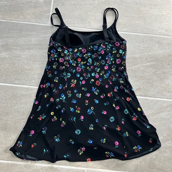 Multicolored Flowered Swim Dress- Large - Picture 2 of 3